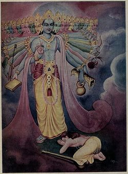 Narada hat eine Vision von Vishnu