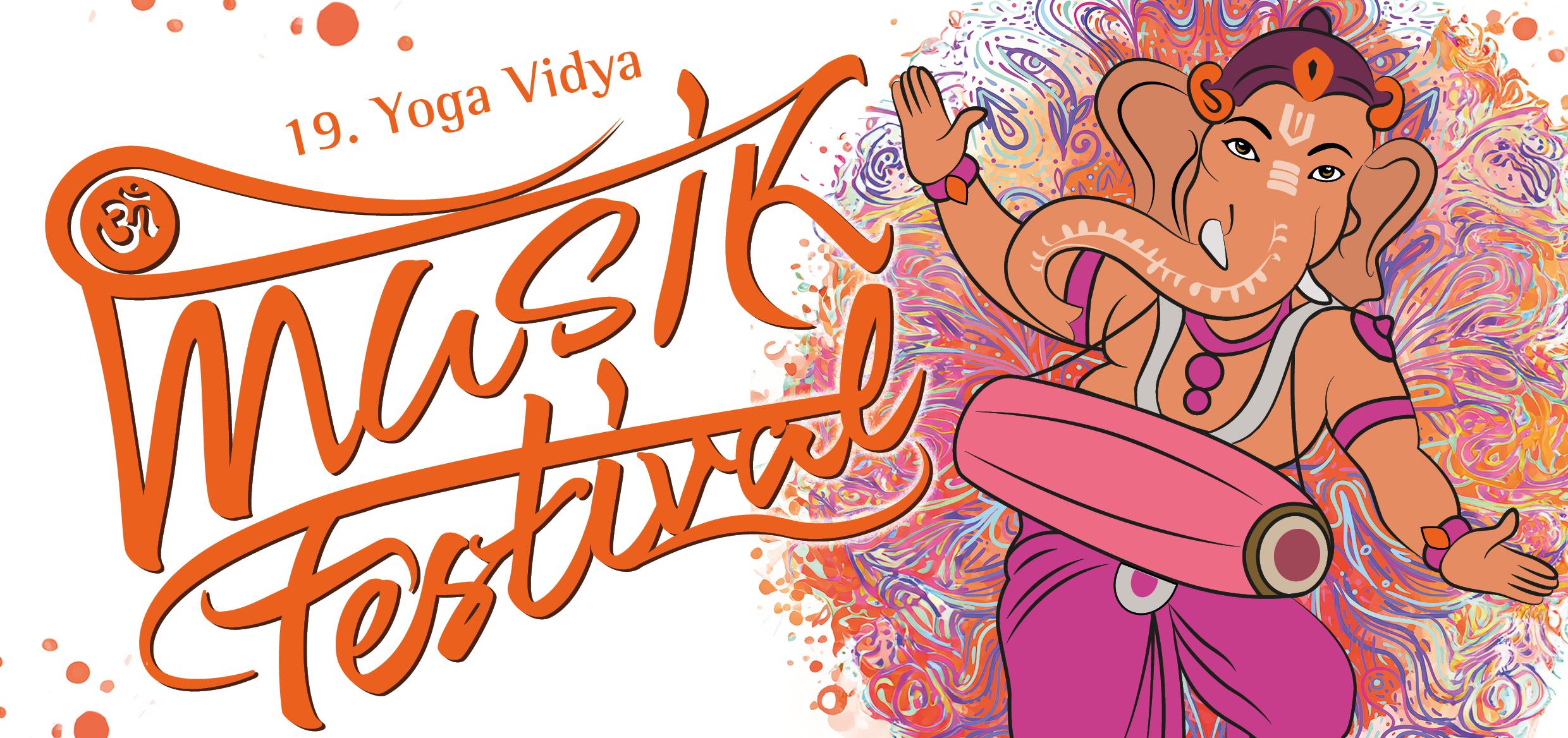 Plakat des 19. Yoga Musik Festivals mit Bild von Ganesha