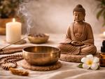 Meditationsbereich mit Buddha-Figur im Yoga Zentrum in Neustadt an der Weinstraße