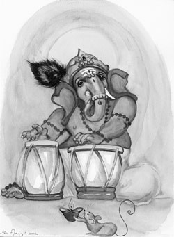 Ganesha an der Trommel
